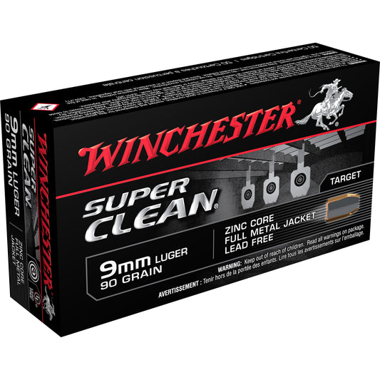 Winchester Ammunition Super Clean 9mm 90-Grain Full Metal Jacket Ammo - Pack of 50 / Case of 500