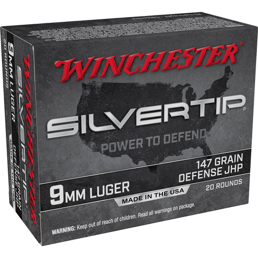 Winchester Ammunition Silvertip 9mm 147-Grain Hollow Point Ammunition - Box of 20 Rounds