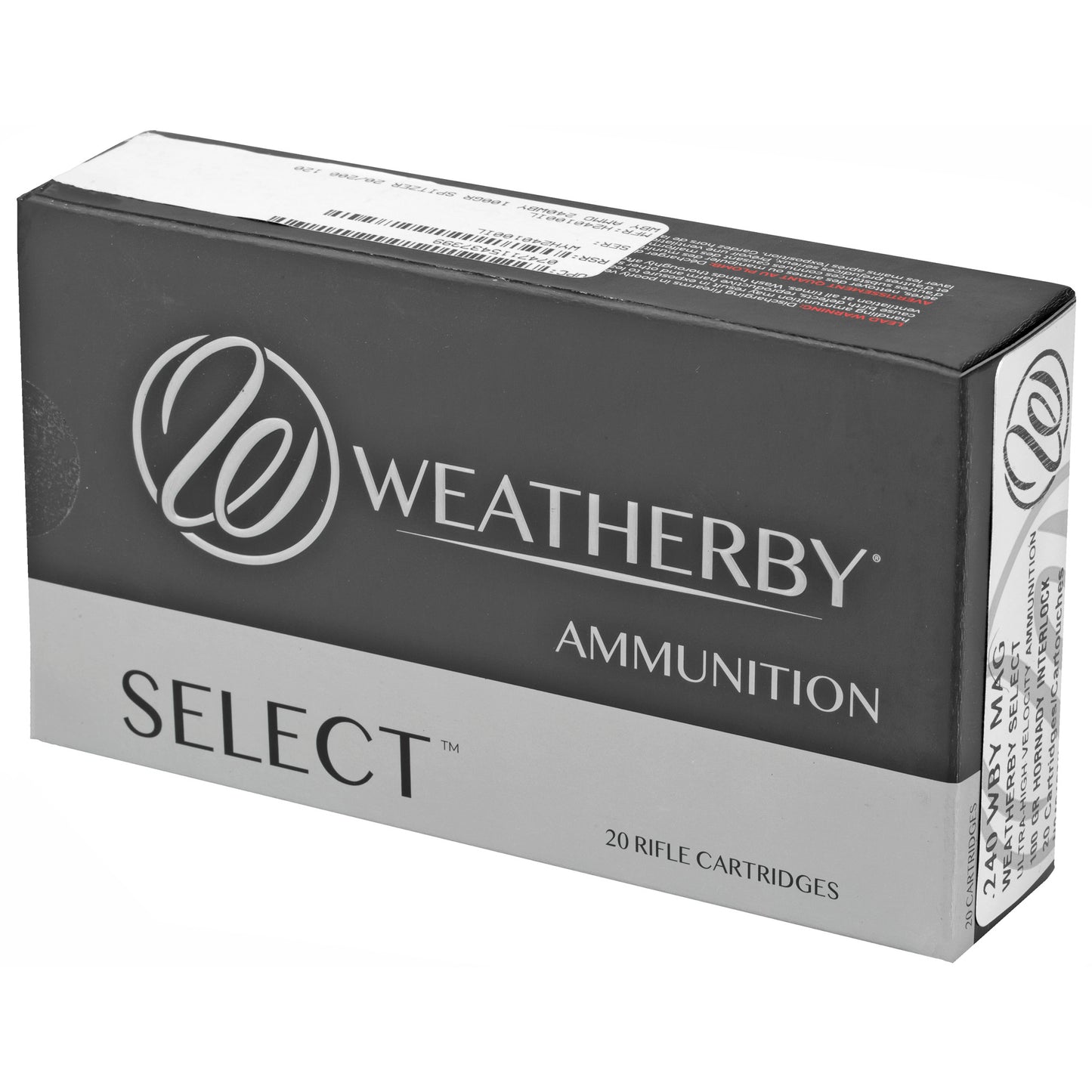 Weatherby 240 Weatherby Magnum 100 Grain InterLock Rifle Ammunition - Select Series, 20 Rounds Per Box