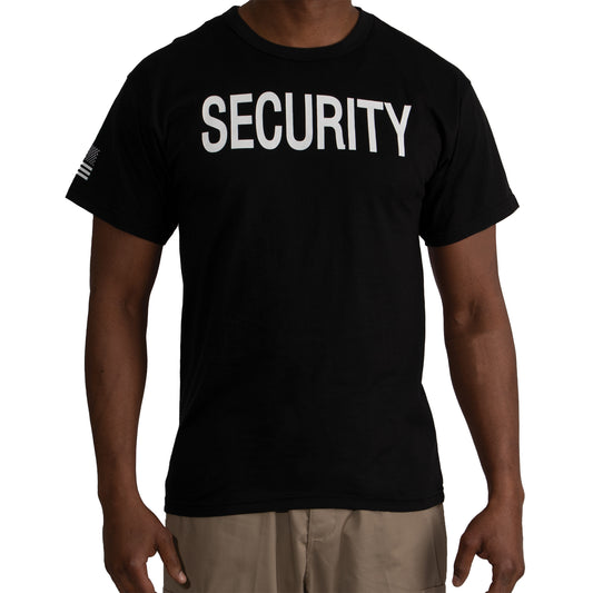 Rothco 2-Sided Security T-Shirt with US Flag On Sleeve - Black Black Size S
