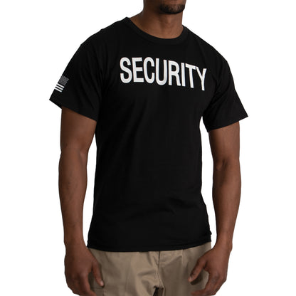 Rothco 2-Sided Security T-Shirt with US Flag On Sleeve - Black Black Size S