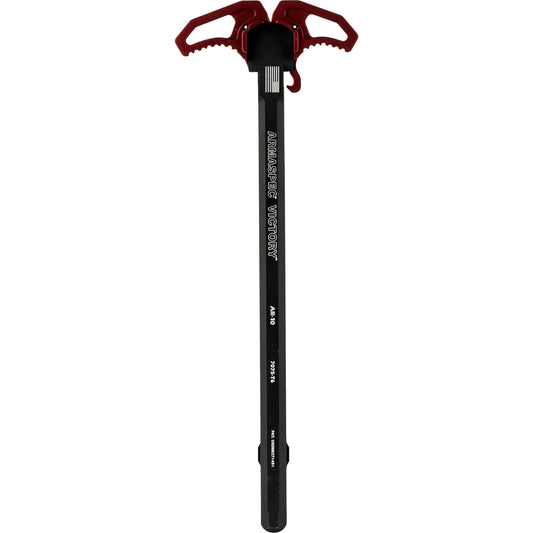 Armaspec Victory AR10 Charging Handle with Red Finish * Ambidextrous Design for Enhanced Ergonomics and Gas Management