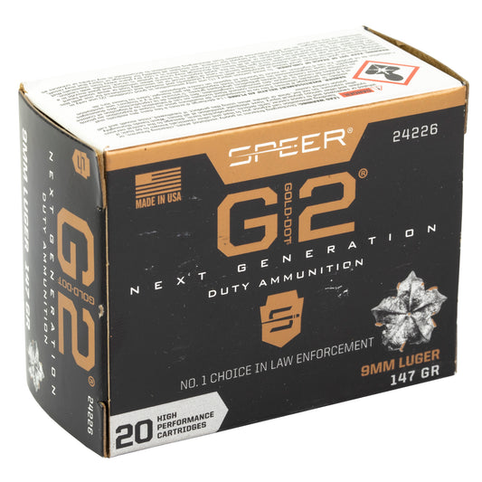 Speer Ammunition Gold Dot G2 9mm 147-Grain Hollow Point Ammunition * 20 Rounds per Box, 200 per Case