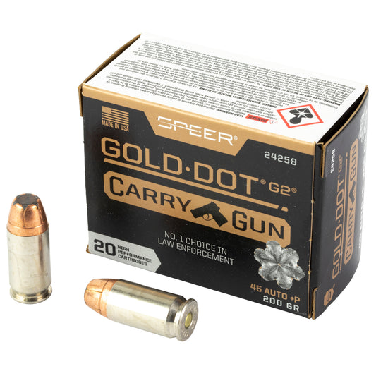 Speer Ammunition Gold Dot 45 Auto +P Hollow Point 200 Grain * Reliable Self-Defense and Duty Ammo
