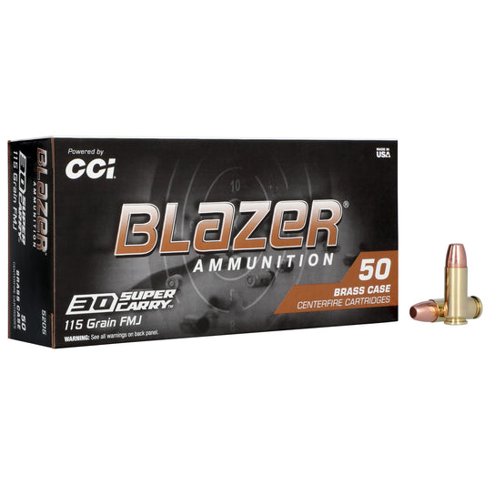 Blazer Ammunition 5205 - 30 Super Carry 115 Grain Full Metal Jacket Ammo, 50 Rounds per Box