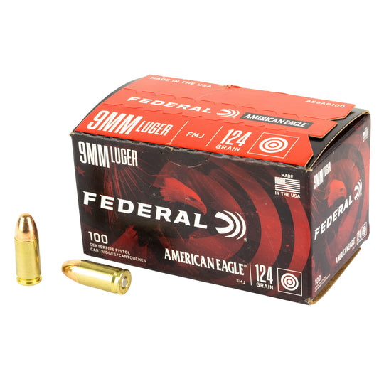 Federal American Eagle 9mm 124 Grain Full Metal Jacket Ammunition * 100 Rounds