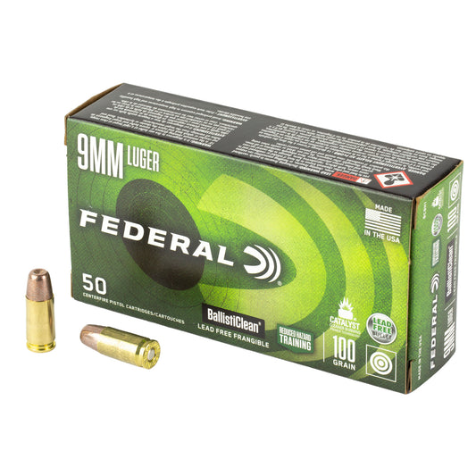 Federal American Eagle BallistiClean 9mm Luger 100 Grain Lead-Free Frangible Handgun Ammo * 50 Rounds per Box