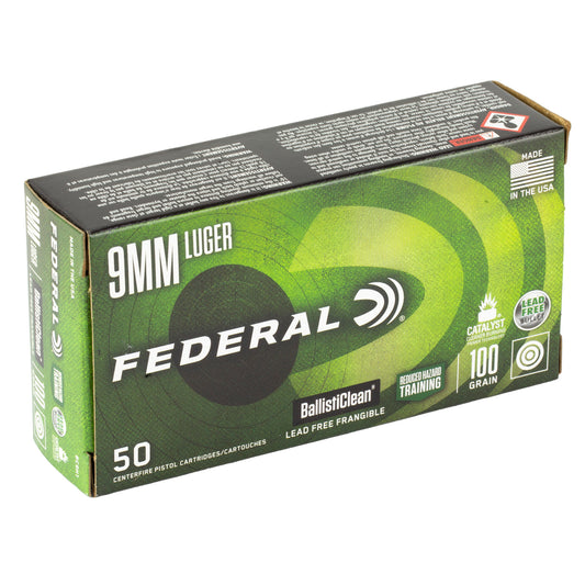 Federal American Eagle BallistiClean 9mm Luger 100 Grain Lead-Free Frangible Handgun Ammo * 50 Rounds per Box