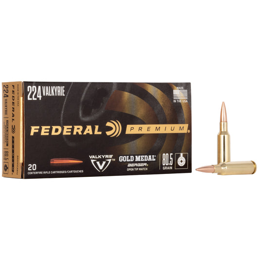 Federal Gold Medal 224 Valkyrie 80 Grain Boat Tail Match Ammunition * Precision Rifle Series Approved