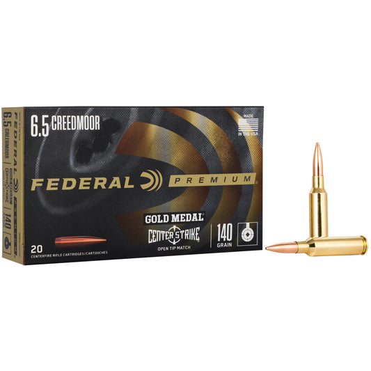 Federal Premium Gold Medal 6.5 Creedmoor 140 Grain Open Tip Match Rifle Ammunition (20 Rounds Per Box)