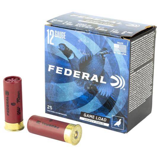 Federal Game Load 12 Gauge 2.75-Inch #6 Shot, 1 1/4 Oz, 3 1/4 Dram * Pack of 25