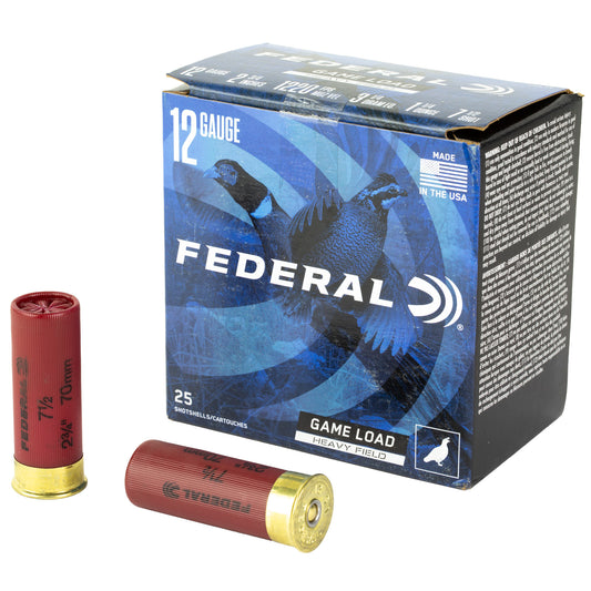 Federal Game Load 12 Gauge 2.75-Inch Shotgun Shells - 1 1/4 Ounce of #7.5 Shot, 3 1/4 Dram, Pack of 25