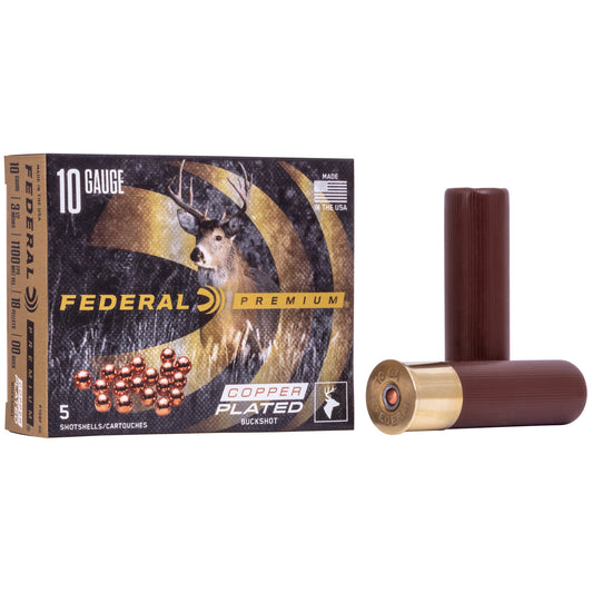 Federal P108F00 10 Gauge 3.5-Inch 00 Buckshot * Copper Plated, 2 1/4 Oz, 5 Rounds Per Box
