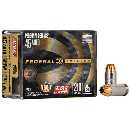Federal Premium Hydra-Shok Deep .45 ACP 210-Grain Hollow Point Ammunition - 20 Rounds per Box