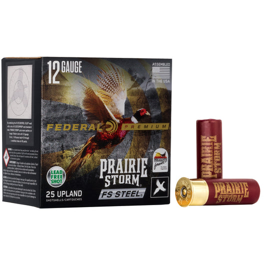 Federal Premium Prairie Storm FS Steel Shotgun Ammunition * 12 Gauge 3, 1 1/8 oz Steel Shot, #3 Buckshot, 25 Rounds per Box