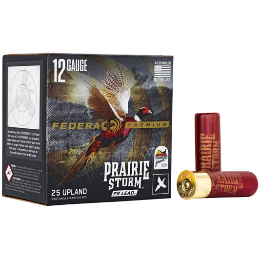Federal Premium Prairie Storm FS 12 Gauge Shotgun Ammunition - 1 5/8 oz #6 Lead Pellets, Flightcontrol Wad, 25 Rounds per Box