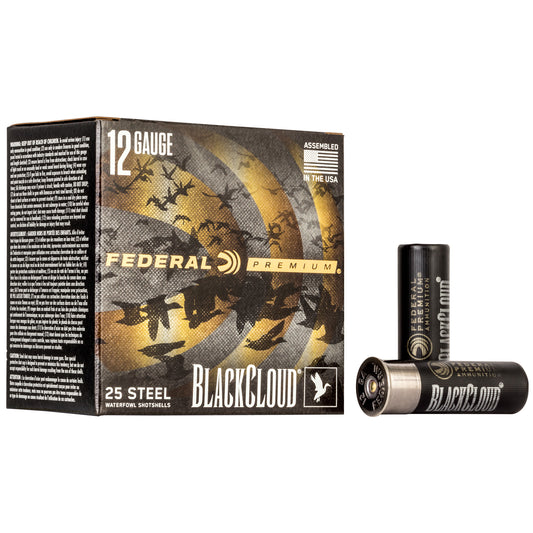 Federal Premium Black Cloud FS Steel 12 Gauge, 3-inch, #2 Steel Shot - 1 1/4 oz, 25 Rounds per Box