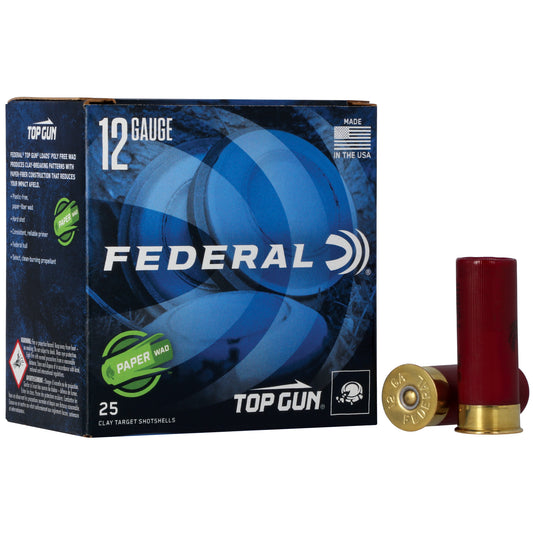 Federal Top Gun 12 Gauge 2.75-Inch Shotgun Shells with #8 Lead Shot * 1 1/8 Ounce, 25 Rounds per Box