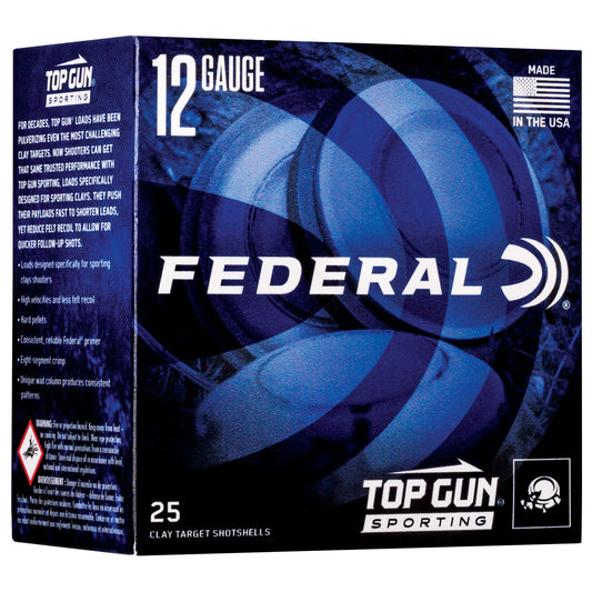 Federal Top Gun Sporting 12 Gauge Shotshells * 1 oz #7.5 Lead, 25 Rounds Per Box
