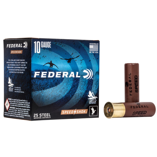 Federal Speed-Shok 10 Gauge 3.5-inch Steel Shot Ammunition * 1 1/2 oz #2, 25 Rounds Per Box