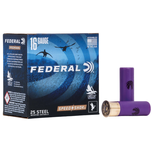 Federal Speed-Shok 16 Gauge 2.75-Inch Steel Shot Shells - 15/16 oz #4, Pack of 25
