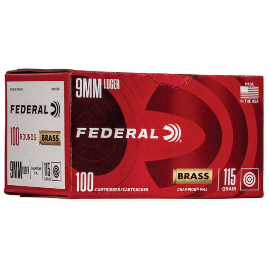Federal Champion 9mm 115 Grain Full Metal Jacket Ammo - Reliable Target-Grade Performance