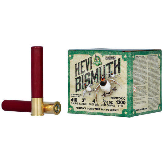 HEVI-Shot HEVI Bismuth 410 Gauge 3-inch #4 Waterfowl Shells * 9/16 oz, 25 Rounds per Box