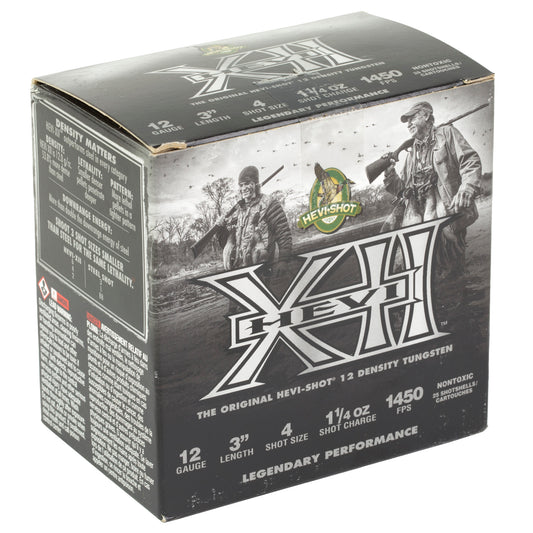 HEVI-Shot HEVI-XII 12 Gauge 3-Inch #4 Lead Shotshells, 1 1/4 Oz, Pack of 25