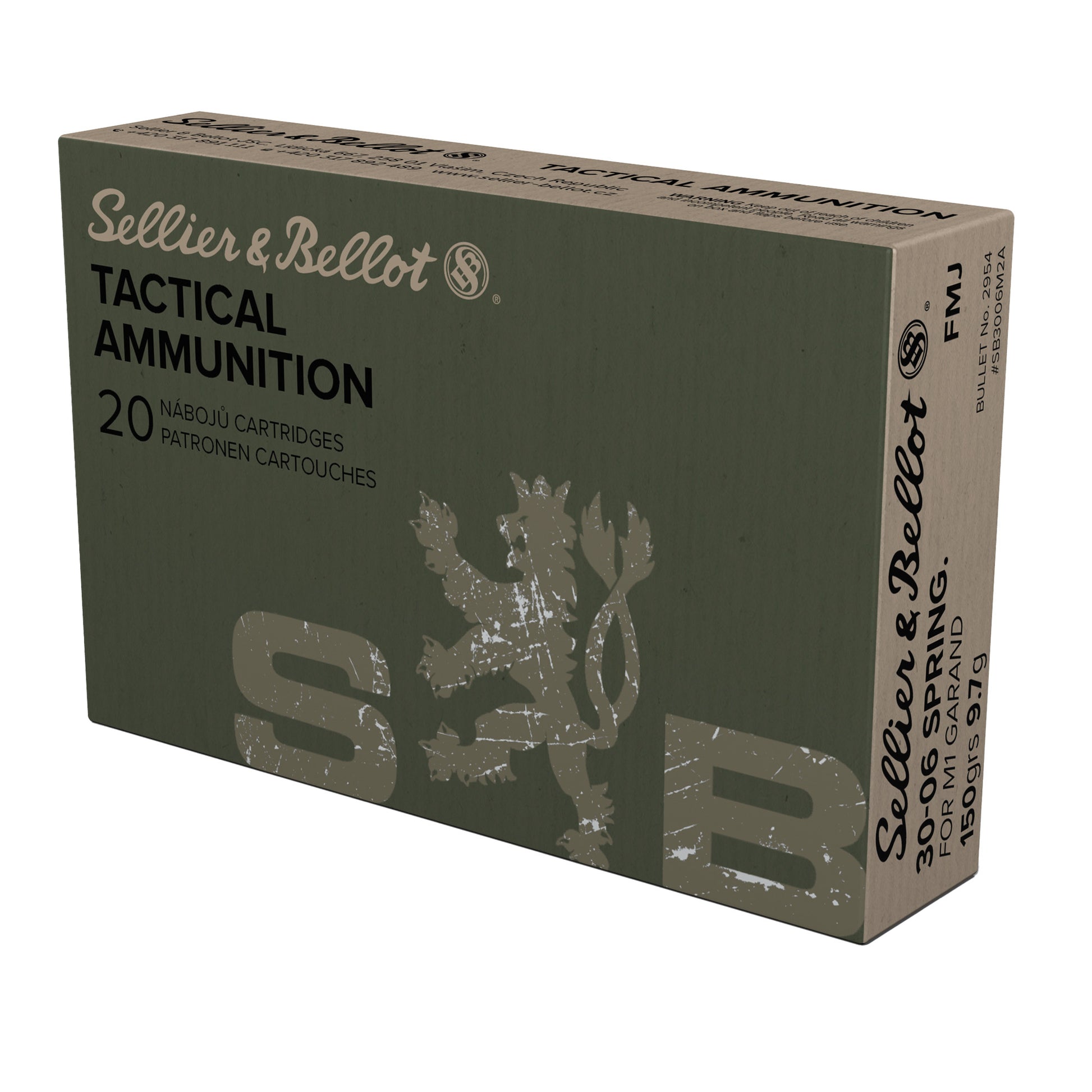 Sellier & Bellot 30-06 Springfield Rifle Ammunition, 150 Grain FMJ * Reliable Performance for Your M1 Garand