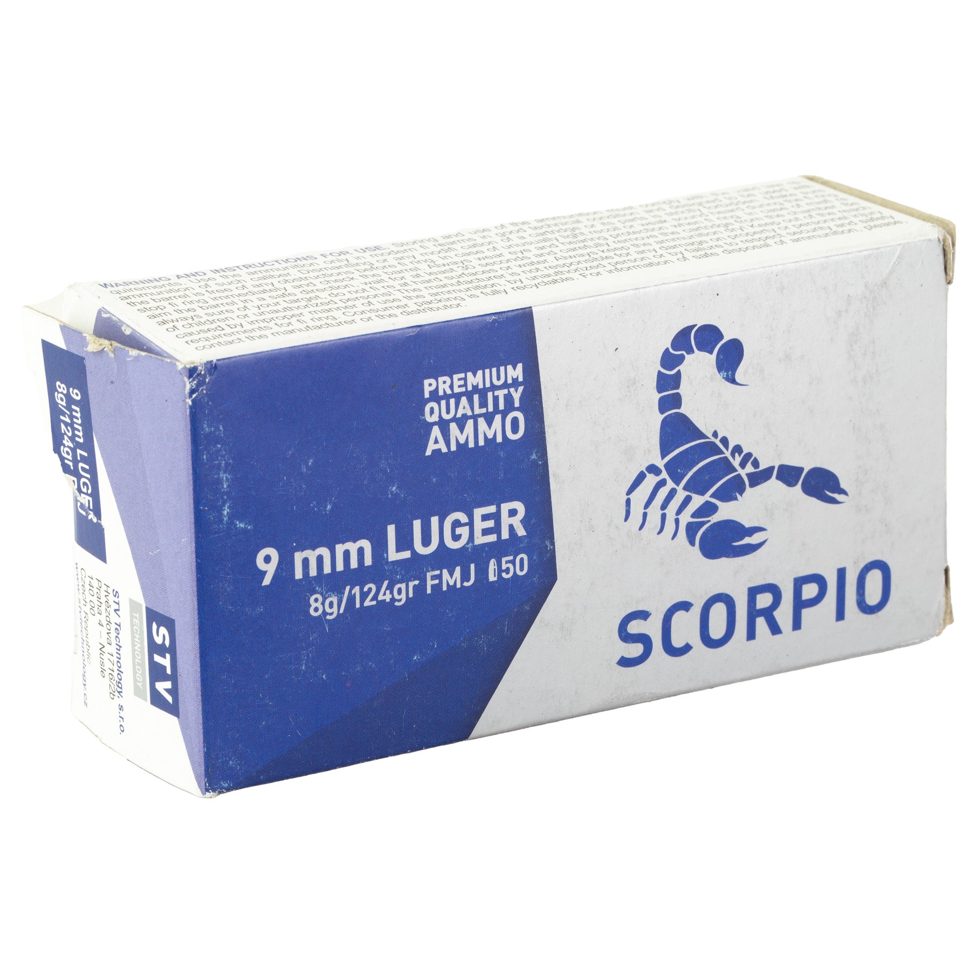 STV Technology Scorpio 9mm 124-Grain Full Metal Jacket Ammunition * Reliable Range Ammo