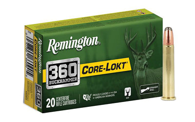 Remington Core Lokt 360 Buckhammer 180 Grain Soft Point Ammo * Flat Trajectory and High Energy Performance