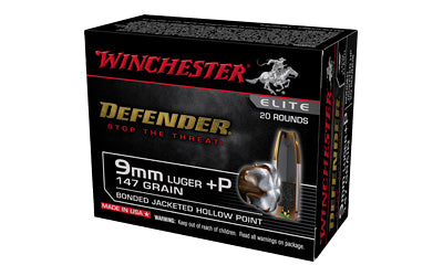 Winchester Ammunition Defender 9mm 147 Grain Hollow Point * Maximum Stopping Power with Bonded Jacket