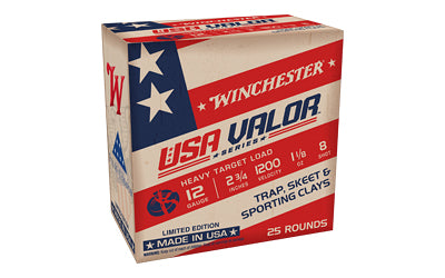 Winchester Ammunition USA VALOR 12 Gauge Shotgun Shells, 2.75 Inch, #8 Shot, 25 Rounds per Box