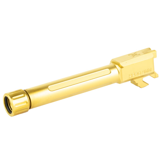 True Precision Hellcat Pro 9mm Threaded Barrel with Gold Titanium Nitride Finish for Springfield Hellcat Pro