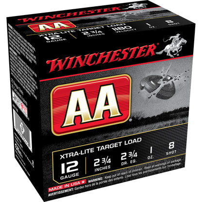 Winchester Ammunition AA Ex-Light 12 Gauge Shotshells, 1 oz #8, 25 Rounds per Box