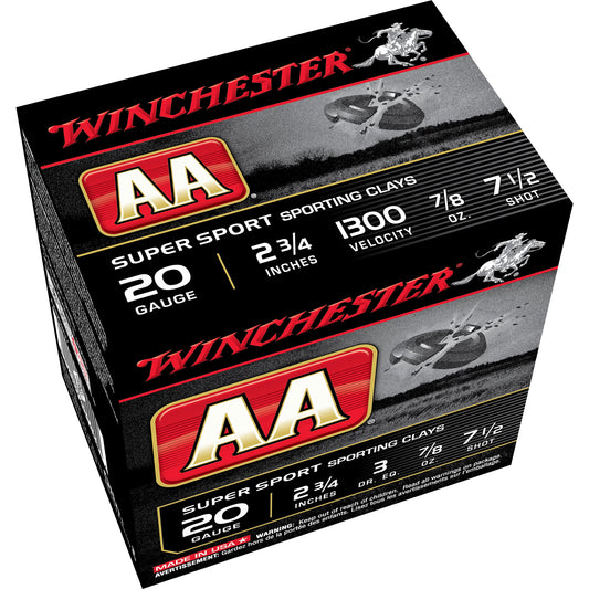 Winchester Ammunition AA Supersport Sporting Clay 20 Gauge Shotshells, 7/8 oz, #7.5 - Pack of 25