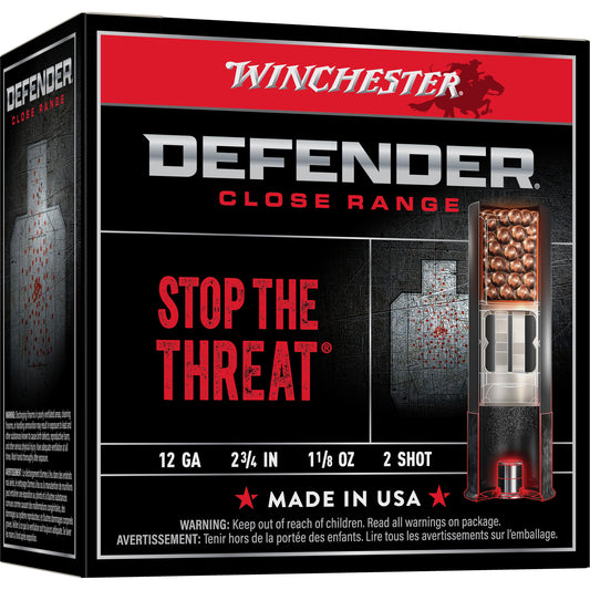 Winchester Ammunition Defender 12 Gauge #2 Lead Shot - 1 1/8 oz, Box of 25 Rounds
