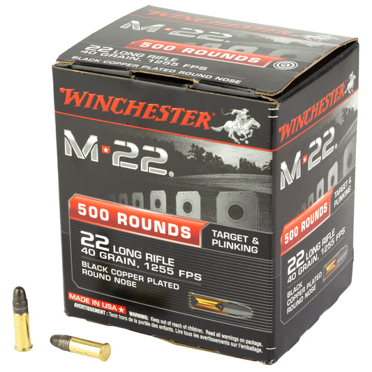 Winchester Ammunition M22 22LR Copper Plated Round Nose Training Loads * 40 Grain * 1,000 Rounds per Box