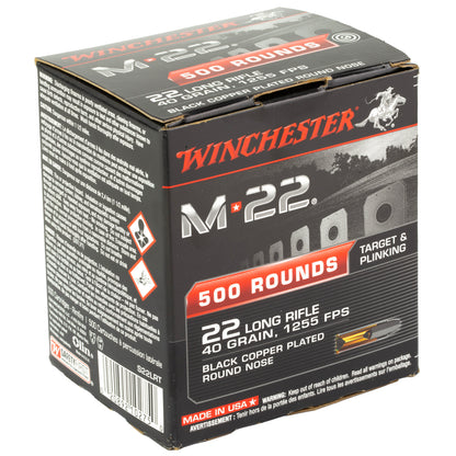 Winchester Ammunition M22 22LR Copper Plated Round Nose Training Loads * 40 Grain * 1,000 Rounds per Box