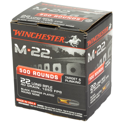 Winchester Ammunition M22 22LR Copper Plated Round Nose Training Loads * 40 Grain * 1,000 Rounds per Box