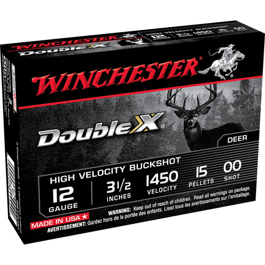 Winchester Ammunition Double X 12 Gauge 3.5-inch 00 Buckshot - High-Velocity Hard Copper Plated Shot for Long-Range Performance