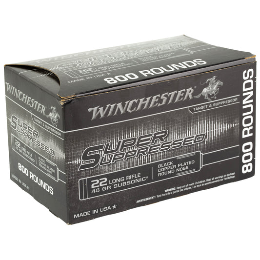Winchester Ammunition Super Suppressed 22 LR 45-Grain Copper Plated Round Nose * Reliable Noise-Reducing Ammunition for Suppressor-Equipped Firearms