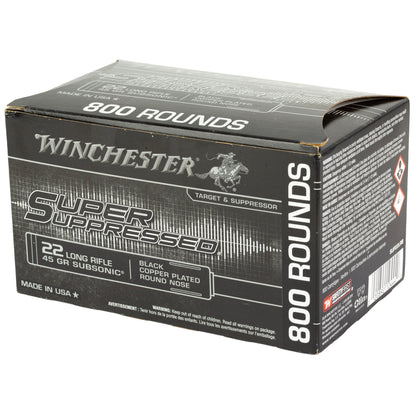 Winchester Ammunition Super Suppressed 22 LR 45-Grain Copper Plated Round Nose * Reliable Noise-Reducing Ammunition for Suppressor-Equipped Firearms