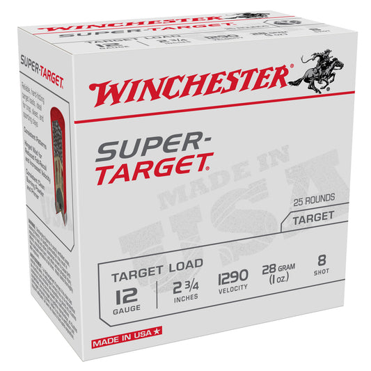 Winchester Ammunition Super Target 12 Gauge Shotshells, 1 oz #8, 25 Rounds per Box