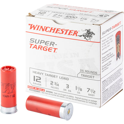 Winchester Ammunition Super Target 12 Gauge Shotshells - 1 1/8 oz #7.5, 25 Rounds per Box