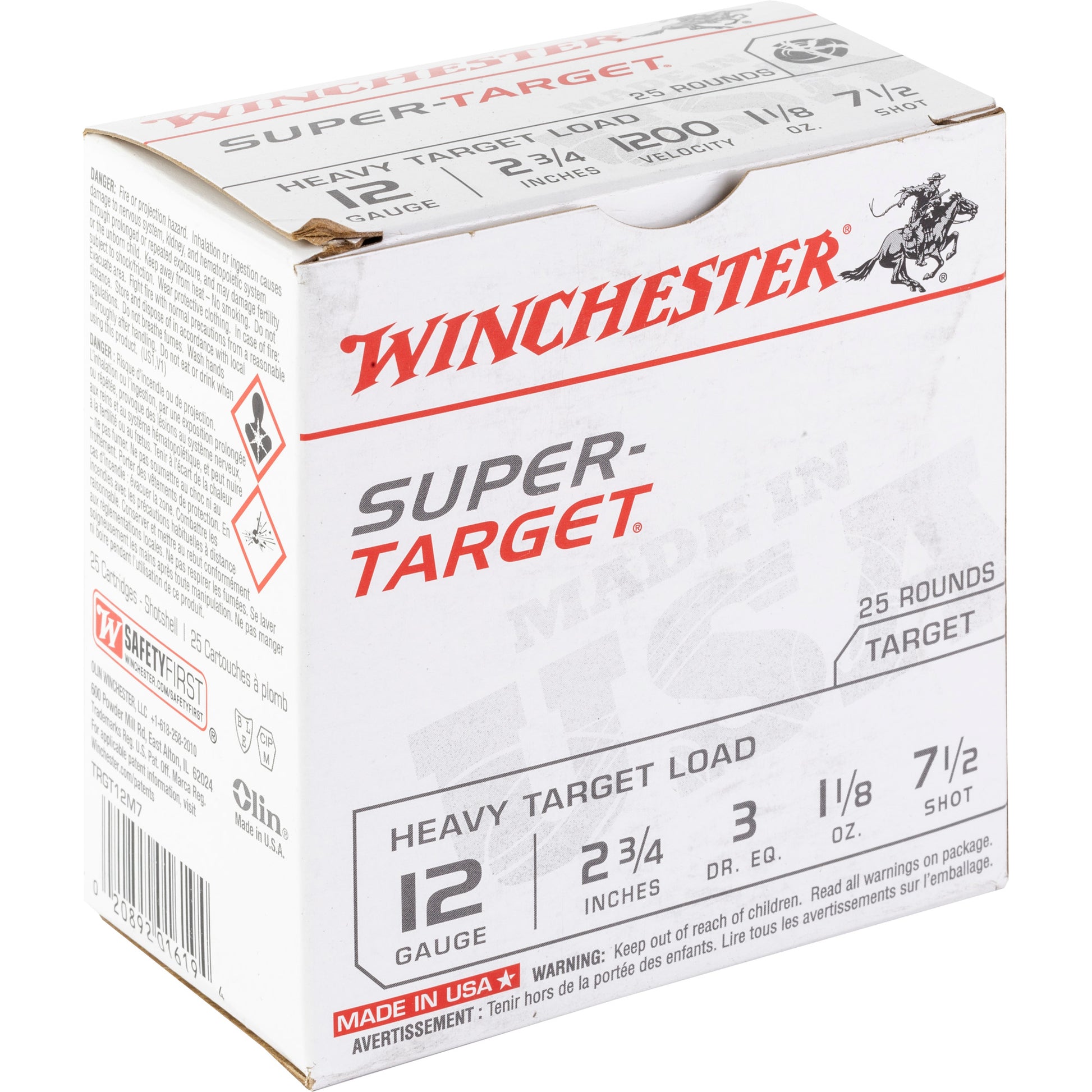 Winchester Ammunition Super Target 12 Gauge Shotshells - 1 1/8 oz #7.5, 25 Rounds per Box