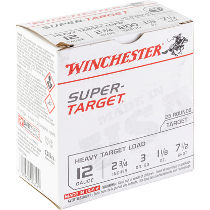 Winchester Ammunition Super Target 12 Gauge Shotshells - 1 1/8 oz #7.5, 25 Rounds per Box