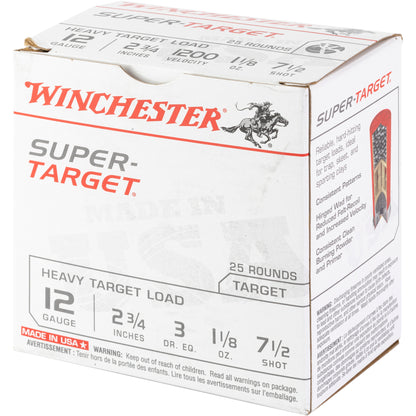 Winchester Ammunition Super Target 12 Gauge Shotshells - 1 1/8 oz #7.5, 25 Rounds per Box