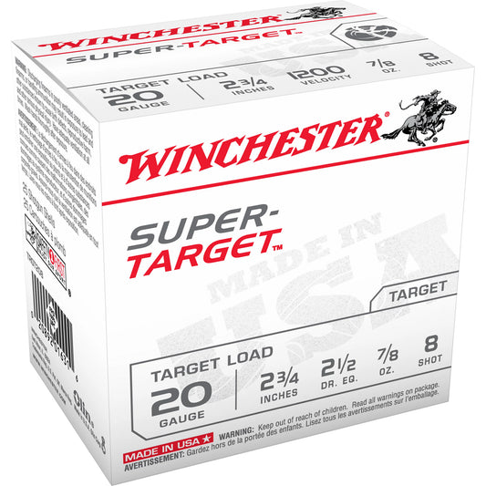 Winchester Ammunition Super Target 20 Gauge Shotshell - 7/8 oz #8, 25 Rounds