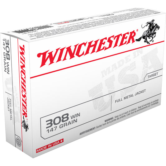 Winchester Ammunition USA White Box .308 Winchester 147-Grain Full Metal Jacket, 20 Rounds